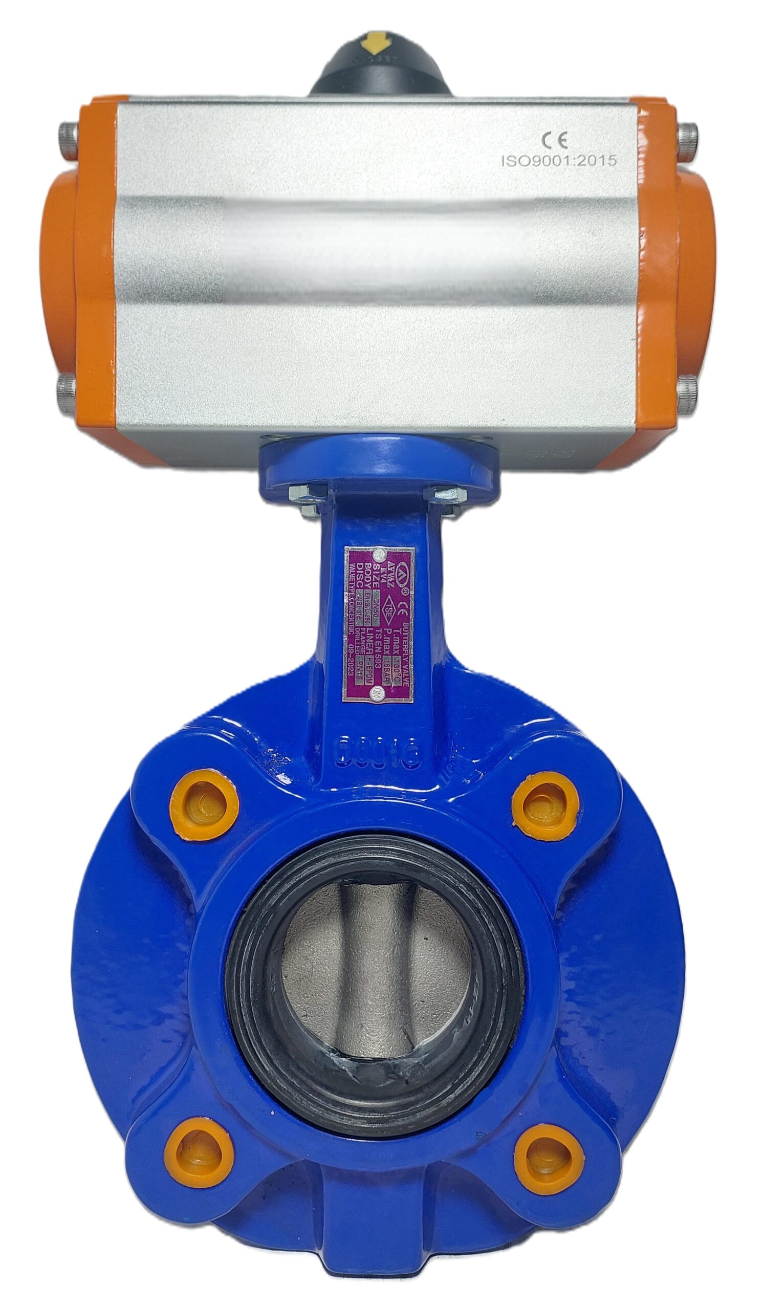 Single Acting Pneumatic Actuated Ayvaz KV-4 Butterfly Valve DN40 PN16