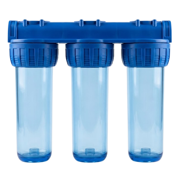 10" Empty Water Treatment Triple Filter Housing 1"
